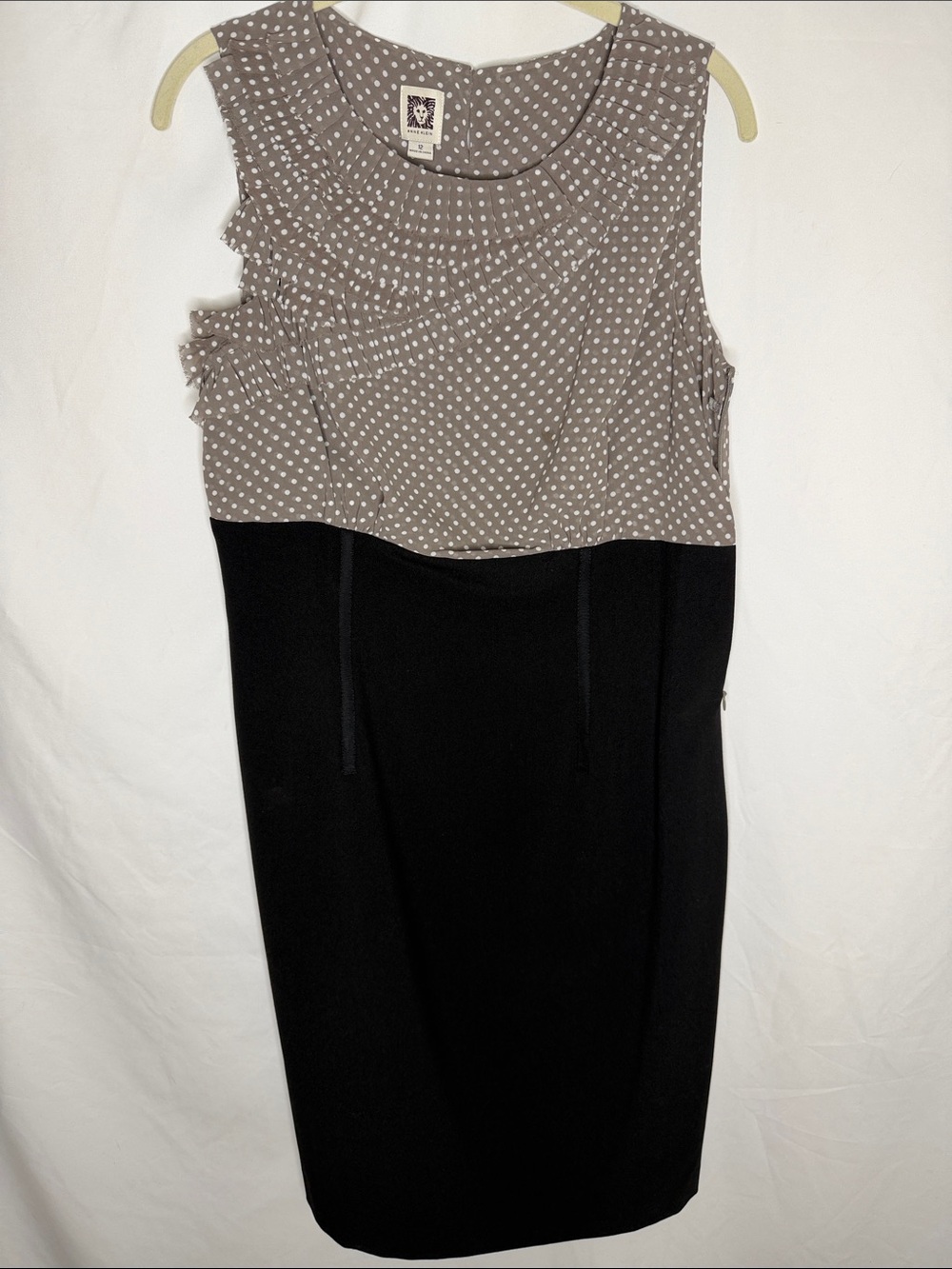 Anne Klein Sleeveless Polka Dot Top Black Sheath Dress